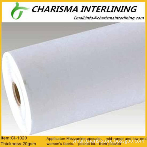 Popular pure polyester impregnated non woven interlining1020